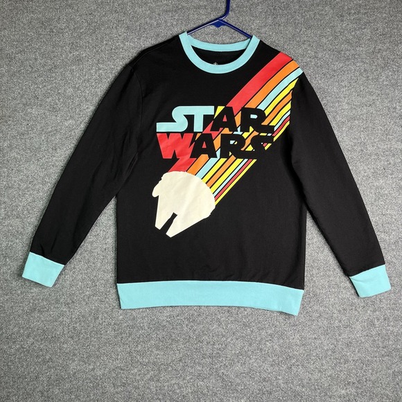 Disney Other - Disney‎ Star Wars Retro Sweatshirt Adult M Black Millennium Falcon Crewneck